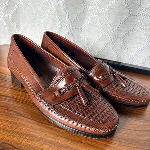 Stacy Adams 7.5 Brown Braided Leather Loafer Dress Shoes Formal Professional